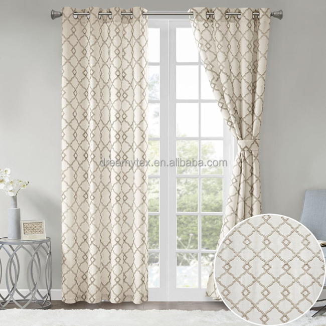 wholesale custom new design design pvc window panel embroidered curtain