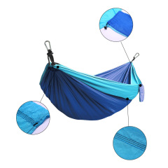 Nylon outdoor tear-proof anti-rollover camping 210T parachute cloth hammock Comes with two 8cm iron hooks nylon rope storage bag
