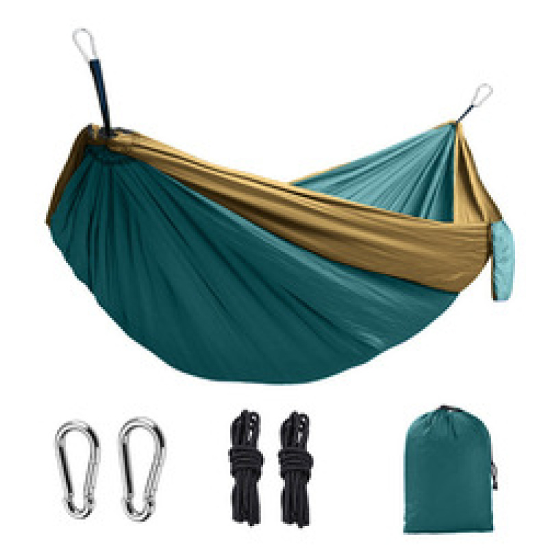 Nylon outdoor tear-proof anti-rollover camping 210T parachute cloth hammock Comes with two 8cm iron hooks nylon rope storage bag