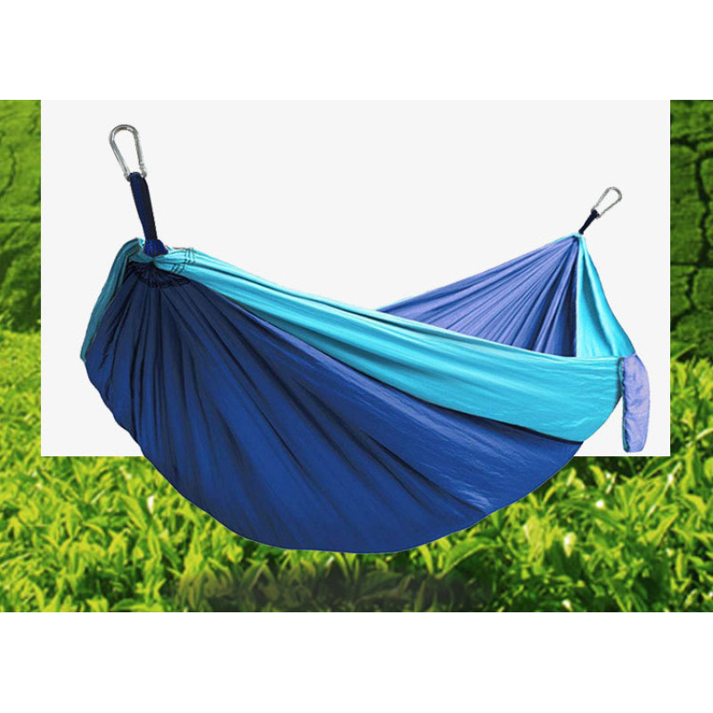 Nylon outdoor tear-proof anti-rollover camping 210T parachute cloth hammock Comes with two 8cm iron hooks nylon rope storage bag
