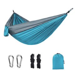 Nylon outdoor tear-proof anti-rollover camping 210T parachute cloth hammock Comes with two 8cm iron hooks nylon rope storage bag
