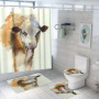 customized new 3D cow digital printing bathroom mat toilet waterproof cover shower curtain /