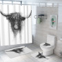 customized new 3D cow digital printing bathroom mat toilet waterproof cover shower curtain /
