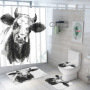customized new 3D cow digital printing bathroom mat toilet waterproof cover shower curtain /