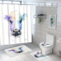 customized new 3D cow digital printing bathroom mat toilet waterproof cover shower curtain /