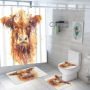 customized new 3D cow digital printing bathroom mat toilet waterproof cover shower curtain /