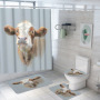 customized new 3D cow digital printing bathroom mat toilet waterproof cover shower curtain /