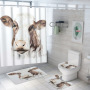 customized new 3D cow digital printing bathroom mat toilet waterproof cover shower curtain /