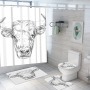 customized new 3D cow digital printing bathroom mat toilet waterproof cover shower curtain /