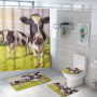 customized new 3D cow digital printing bathroom mat toilet waterproof cover shower curtain /