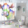 customized new 3D cow digital printing bathroom mat toilet waterproof cover shower curtain /