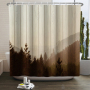 Misty Forest Shower Curtain 3D Plant Tree Nature Scenery Home Decoration Waterproof Fabric Polyester Bath Screen Curtain Cortina