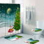 2022 Custom Printed With Shower Curtain And Rugs, Hot Thick Christmas Shower Curtain Set#