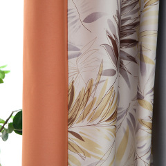 Luxury Leaves Printed Seamless Window Curtain  for Living Room/