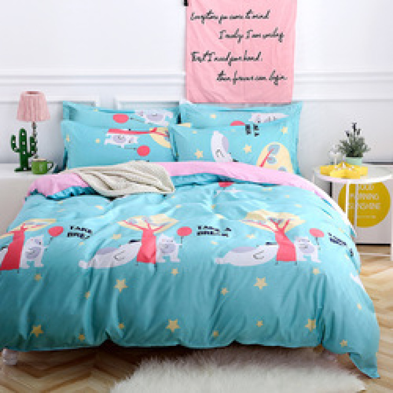 Amazon Hot Sale 4 Piece Suit Bedding Set Baby Bedsheet, Student Dormitory Cartoon Bedding Sets/