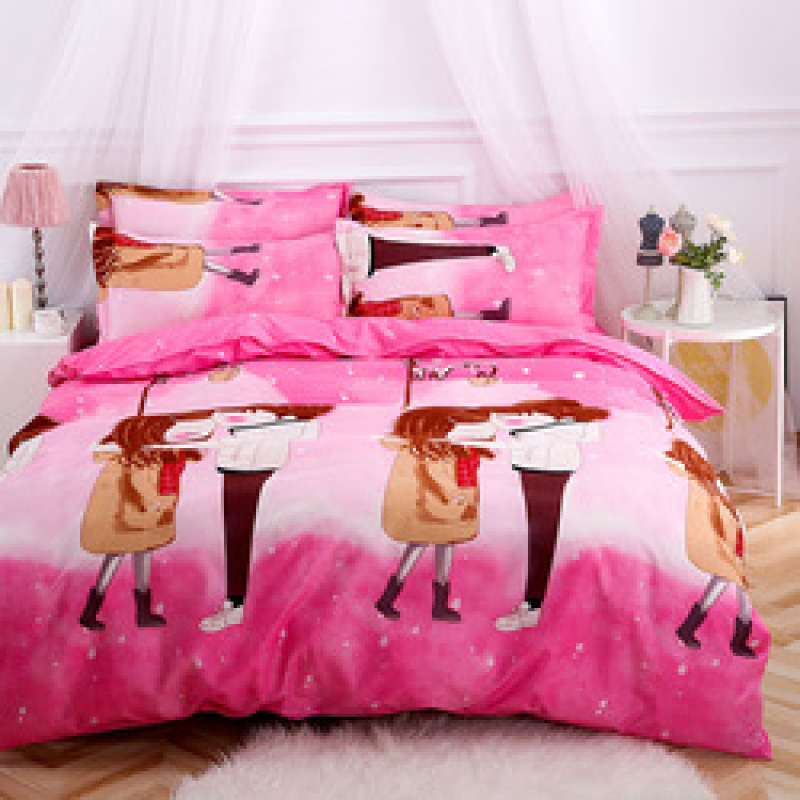 Amazon Hot Sale 4 Piece Suit Bedding Set Baby Bedsheet, Student Dormitory Cartoon Bedding Sets/
