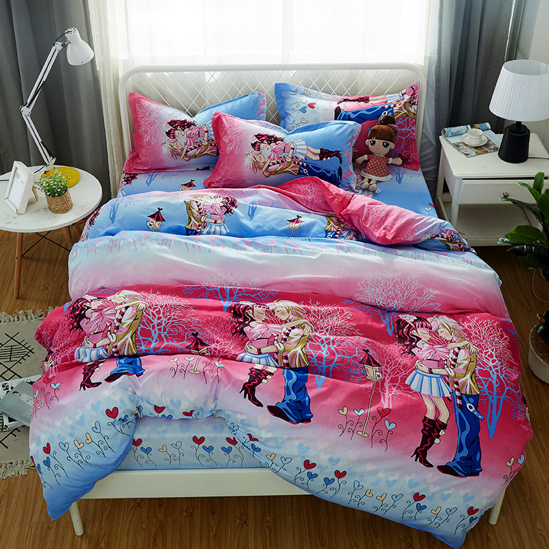 Amazon Hot Sale 4 Piece Suit Bedding Set Baby Bedsheet, Student Dormitory Cartoon Bedding Sets/