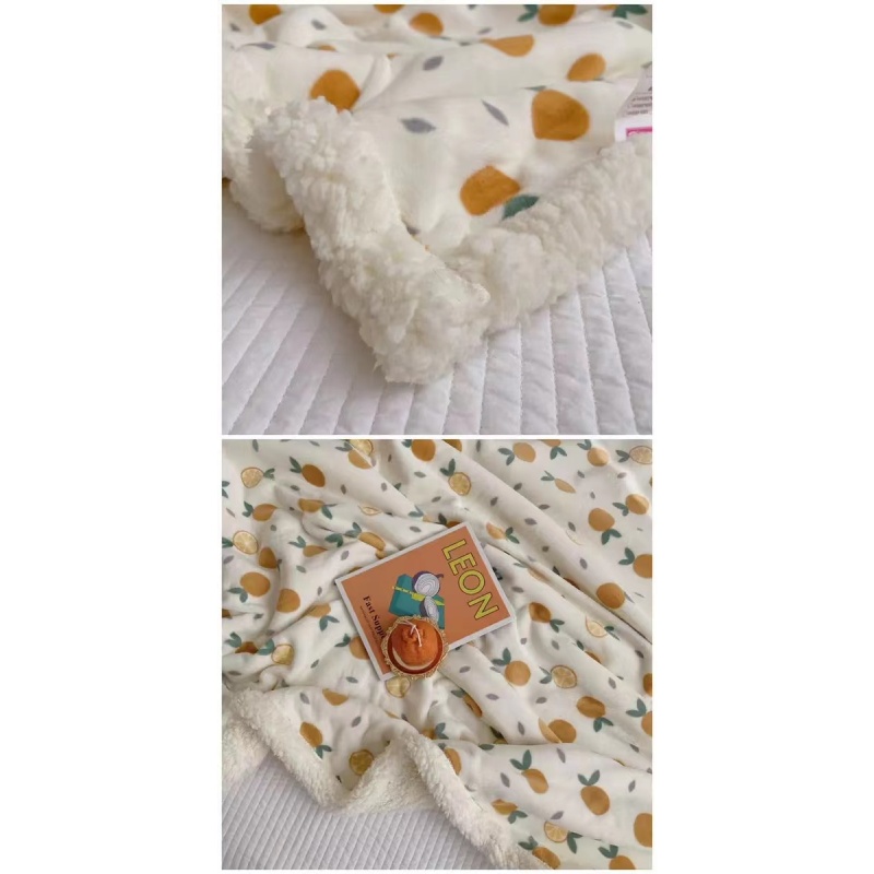 Cute pattern, double-layer lamb wool blanket, warm sofa multi-functional blanket Scottish Warm/
