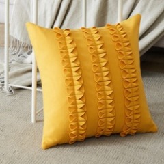 Nordic living room sofa decorative cushion, solid color handmade flower pillowcase, velvet pillow cover