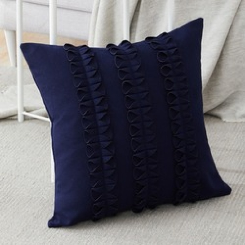 Nordic living room sofa decorative cushion, solid color handmade flower pillowcase, velvet pillow cover