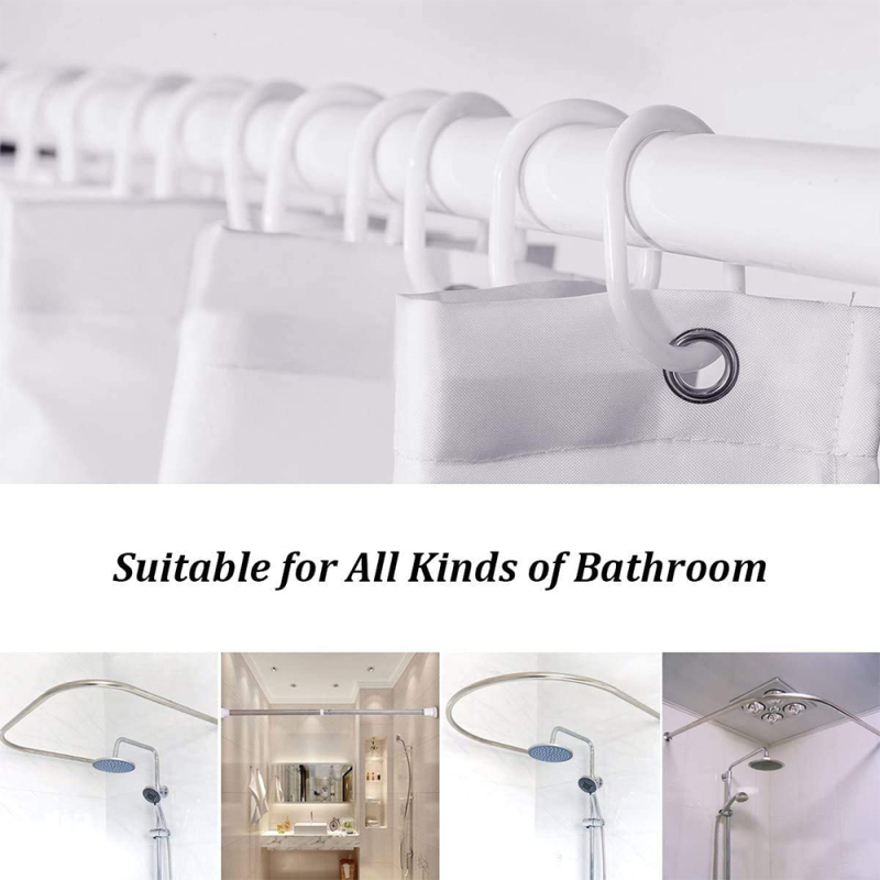 Waterproof Corrugated Edge Shower Curtain, Home Decor Ruffle Bathroom Curtains, Solid White and Gray New/
