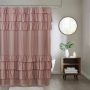 Waterproof Corrugated Edge Shower Curtain, Home Decor Ruffle Bathroom Curtains, Solid White and Gray New/