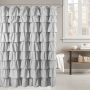 Waterproof Corrugated Edge Shower Curtain, Home Decor Ruffle Bathroom Curtains, Solid White and Gray New/