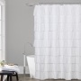 Waterproof Corrugated Edge Shower Curtain, Home Decor Ruffle Bathroom Curtains, Solid White and Gray New/