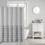 Waterproof Corrugated Edge Shower Curtain, Home Decor Ruffle Bathroom Curtains, Solid White and Gray New/
