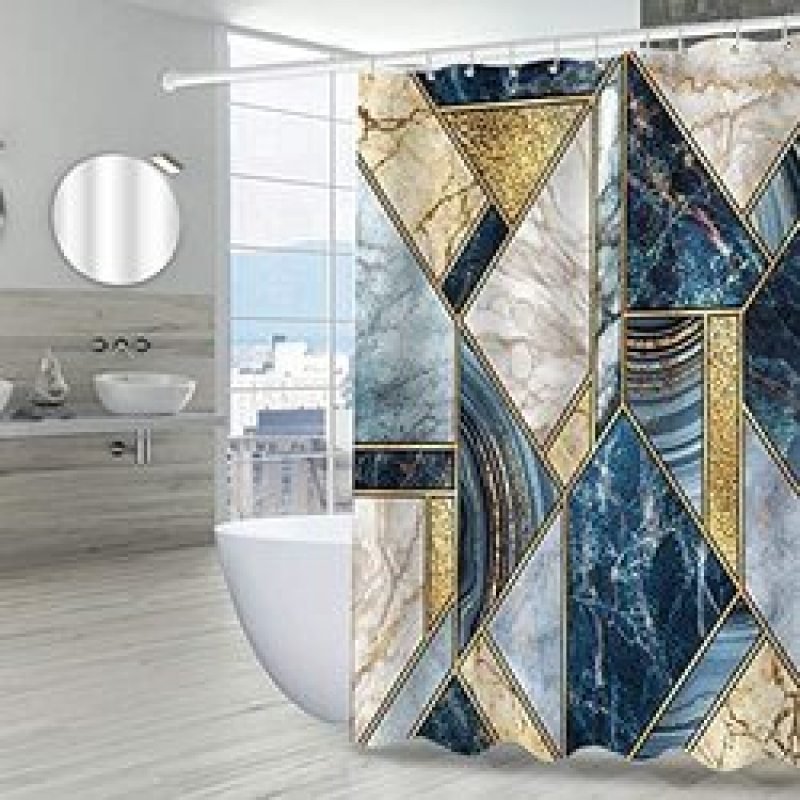 Marble Texture Shower Curtain Color Pattern Background Waterproof Bathroom Curtains Bathtub Decor Screen Hooks Bathroom Products