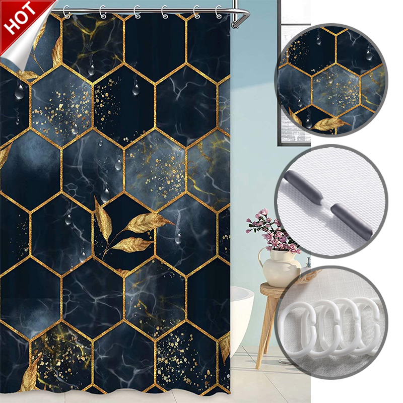 Marble Texture Shower Curtain Color Pattern Background Waterproof Bathroom Curtains Bathtub Decor Screen Hooks Bathroom Products