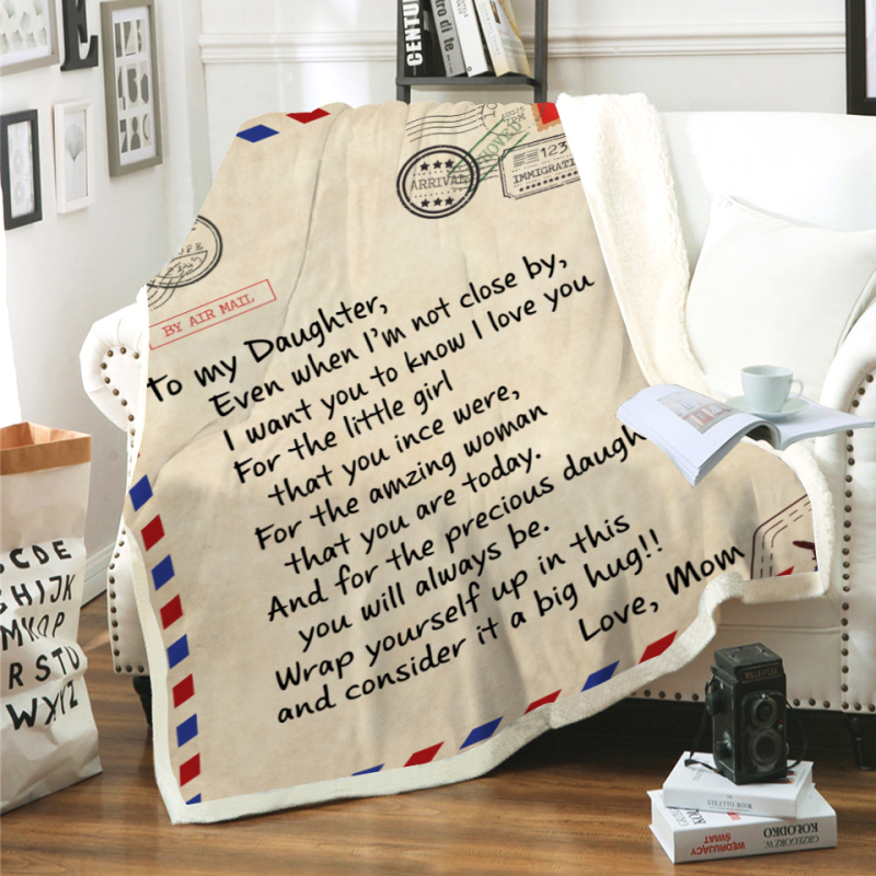 Couverture Sherpa épaisse et chaude personnalisée, couverture imprimée personnalisée avec lettre d'amour/