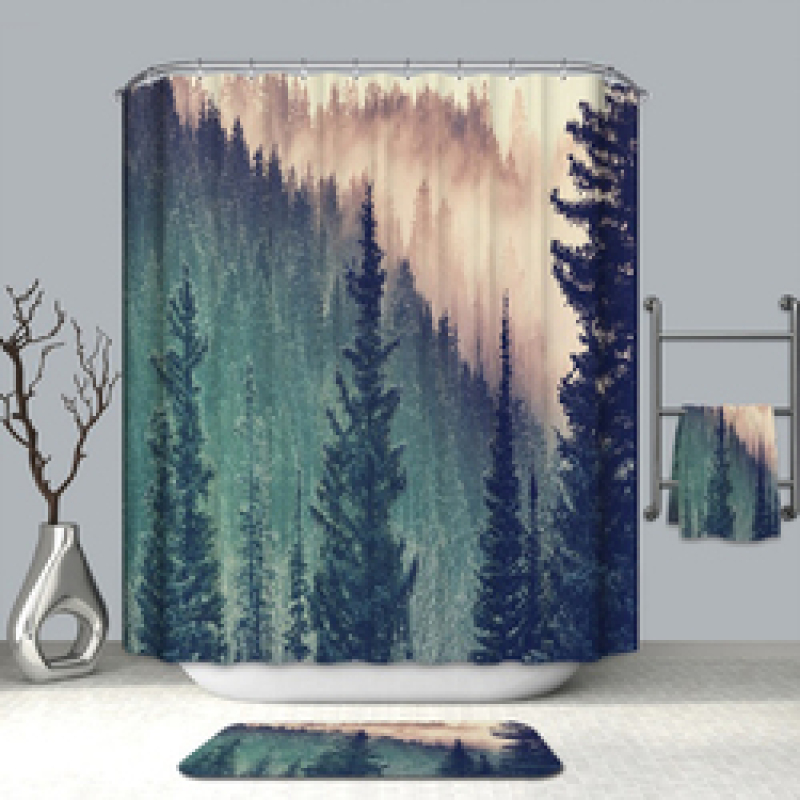 Cheap Natural Landscape Water Proof Shower Curtain Fabric, New Custom Shower Curtain Bathroom Sets/
