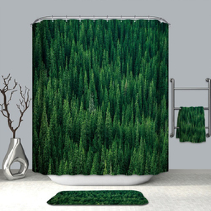Cheap Natural Landscape Water Proof Shower Curtain Fabric, New Custom Shower Curtain Bathroom Sets/