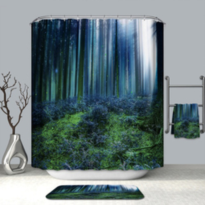 Cheap Natural Landscape Water Proof Shower Curtain Fabric, New Custom Shower Curtain Bathroom Sets/