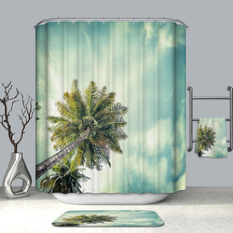 Cheap Natural Landscape Water Proof Shower Curtain Fabric, New Custom Shower Curtain Bathroom Sets/