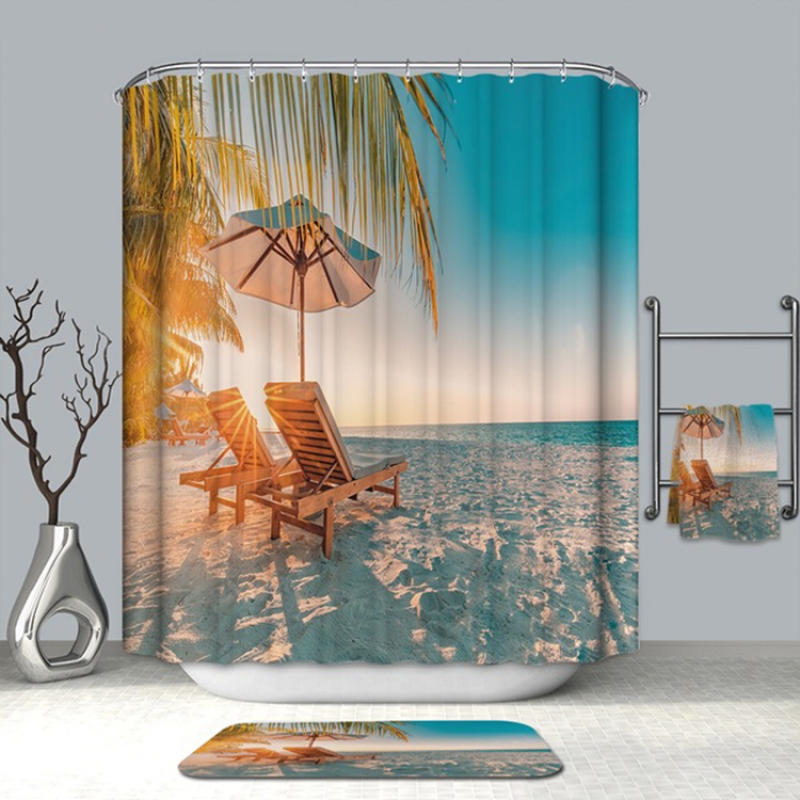 Cheap Natural Landscape Water Proof Shower Curtain Fabric, New Custom Shower Curtain Bathroom Sets/