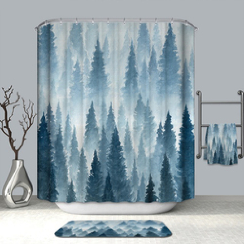 Cheap Natural Landscape Water Proof Shower Curtain Fabric, New Custom Shower Curtain Bathroom Sets/