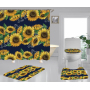 New Design Sunflower 100%Polyester Waterproof Floral Spring Plant Shower Curtain, Cheap Home Decor Digital Print Curtain Set/
