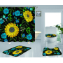 New Design Sunflower 100%Polyester Waterproof Floral Spring Plant Shower Curtain, Cheap Home Decor Digital Print Curtain Set/
