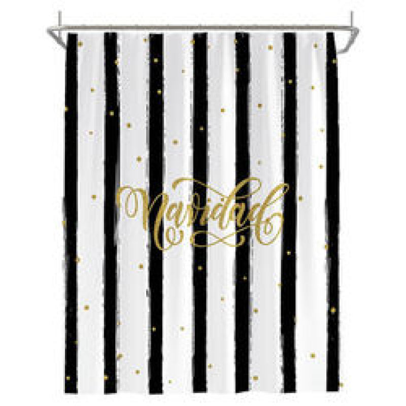 Black And White Vertical Striped Fashion Shower Curtain, Waterproof And Mildewproof Polyester Shower Curtain/