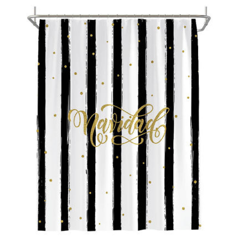 Black And White Vertical Striped Fashion Shower Curtain, Waterproof And Mildewproof Polyester Shower Curtain/
