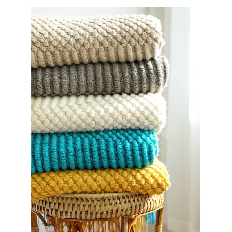 Nordische Strickdecken mit Quasten, warme Überwürfe, Reisedecken für klimatisierte Räume, dekorative Bettdecken/