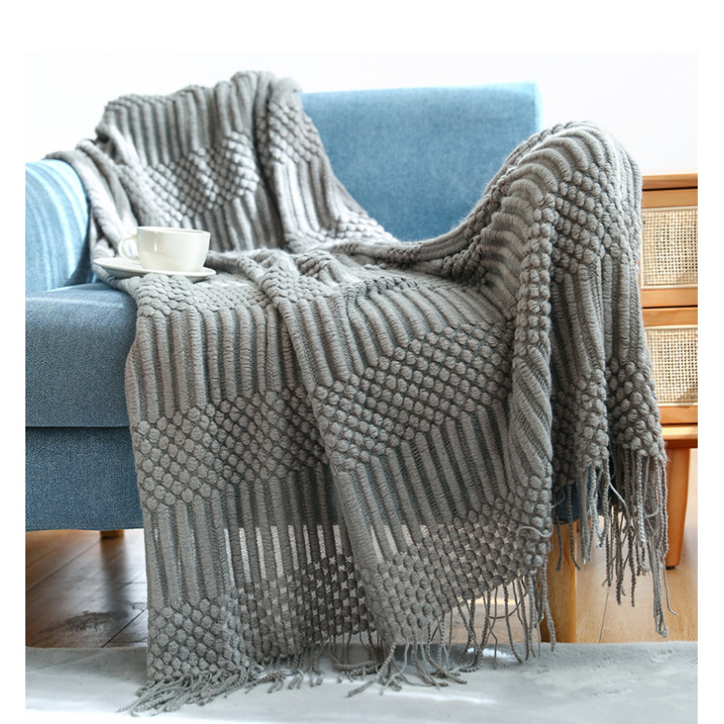 Nordische Strickdecken mit Quasten, warme Überwürfe, Reisedecken für klimatisierte Räume, dekorative Bettdecken/