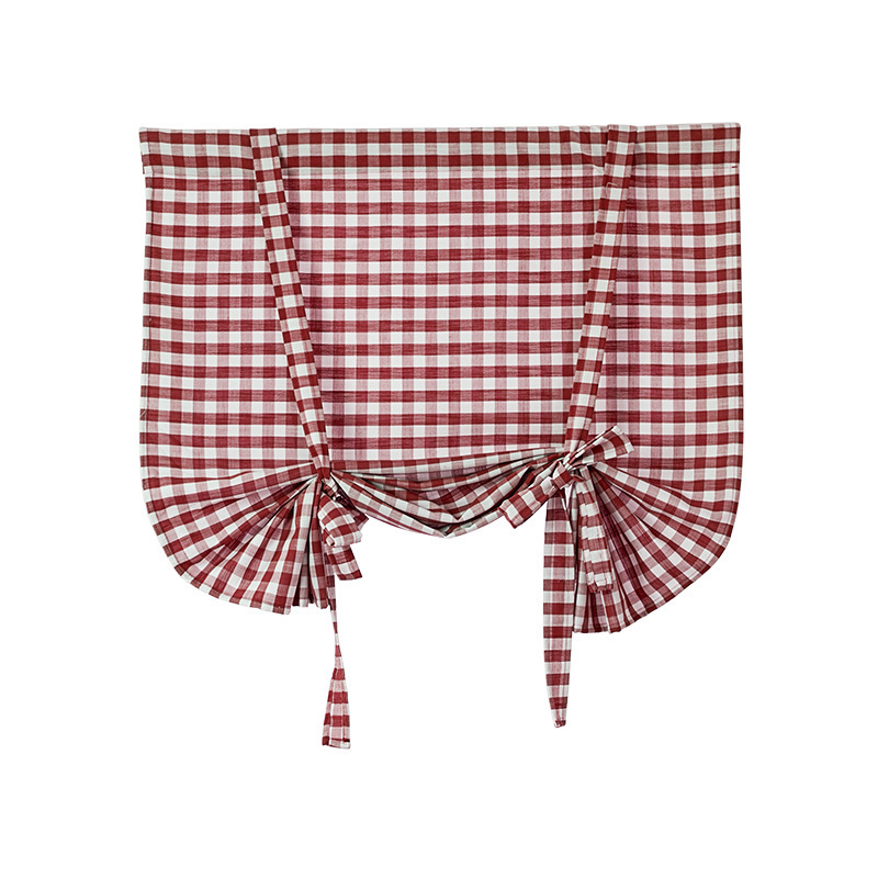 Buffalo Check Plaid Gingham Custom Fit Farmhouse Window Curtain Tie Up Shades