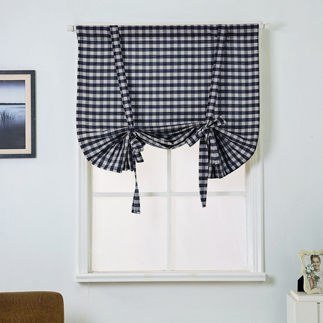 Buffalo Check Plaid Gingham Custom Fit Farmhouse Window Curtain Tie Up Shades