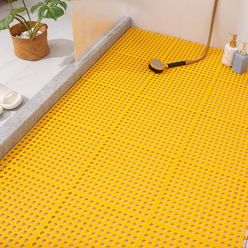 HOT Splicing non-slip hollow can be cut to customize 30*30*1cm DIY color plastic bathroom mat with suction cup