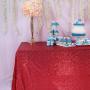 Custom Shiny Sequins Beautiful  Christmas Decorative Party Rectangle sheer gold beaded lace overlay tablecloth For Wedding