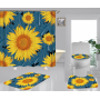 Custom Yellow Sunflower Polyester Fabric Home Decor Shower Curtain, Fashion Digital Print Floral Spring Plant Shower Curtain/