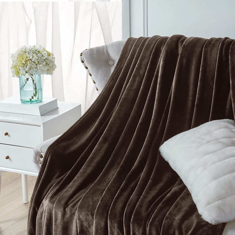 Dark Brown Color Velvet Warm Blanket For Living Room Bed Flannel Winter  Blanket/